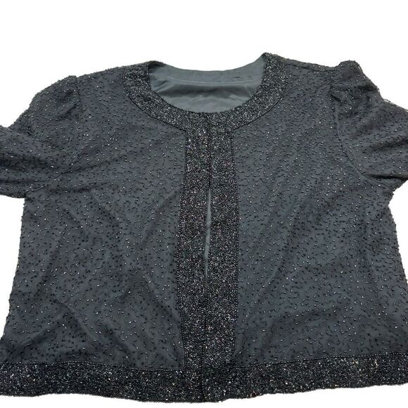 Ladies Black Silk and Glass Bead Jacket Size Large - Picture 4 of 14